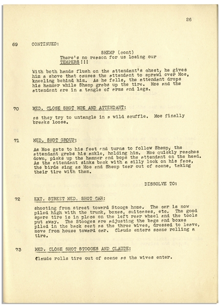 Moe Howard's 30pp. Script Dated April 1947 for The Three Stooges Film ''Pardon My Clutch'' -- Very Good Plus Condition
